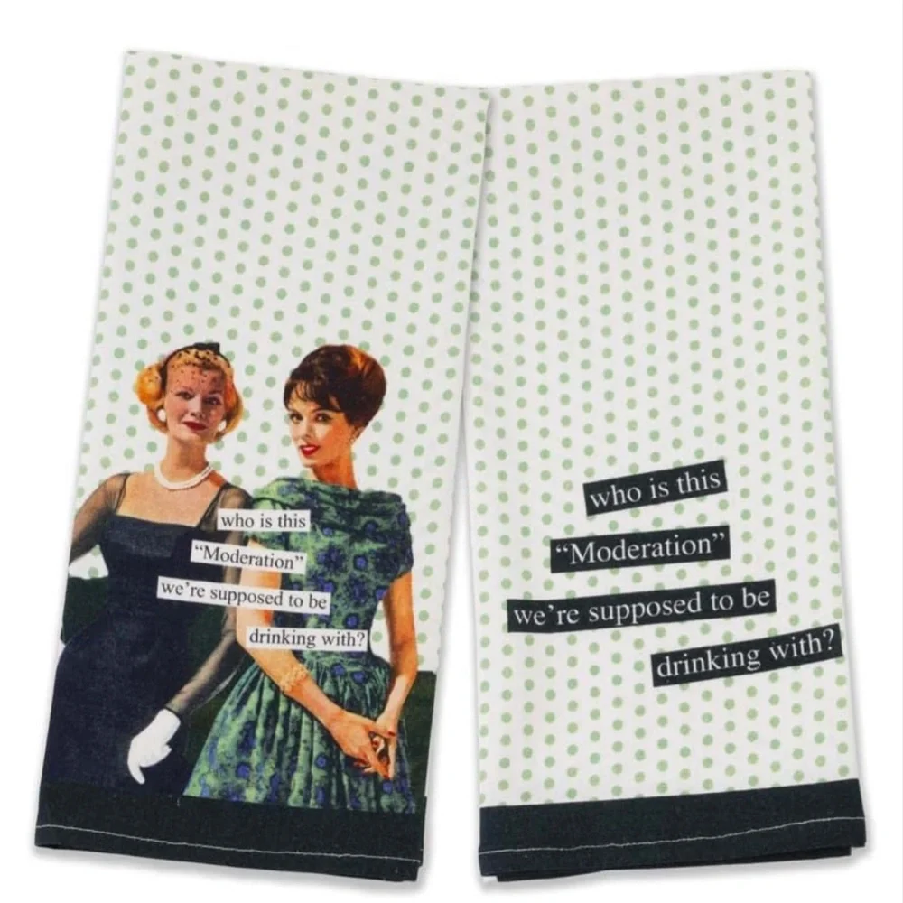 Boston International Anne Taintor Cotton Kitchen Towels Set of 2 Moderation Who?